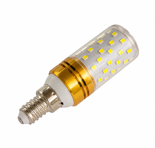 Lampadina LED E14, 12W, Oro, Luce Calda/Neutra/Fredda, 3000K/4000K/6000K