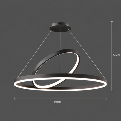 Lustra LED Suspendata PAGANO 47W, 3000K, 2 Cercuri, Negru, Inaltime Reglabila