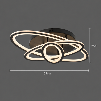 Lampadario LED con telecomando TIANA 78W, 3 Ellissi, Luce Fredda/Calda/Neutra, Dimmerabile, Nero