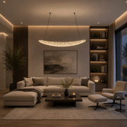 Lampadario Moderno con Cristallo, Telecomando, PRAGA, 51W, Luce Calda/Neutra/Fredda, Lunghezza 100 cm, Oro, Altezza Regolabile