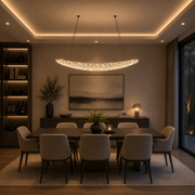 Lampadario Moderno con Cristallo, Telecomando, PRAGA, 51W, Luce Calda/Neutra/Fredda, Lunghezza 100 cm, Oro, Altezza Regolabile