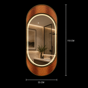 NORILSK Specchio LED, 55x110cm, Oro Lucido, Sensore, Luce 3000K, 4000K, 6000K, Sistema Demister, Metallo, Funzioni Orologio e Temperatura