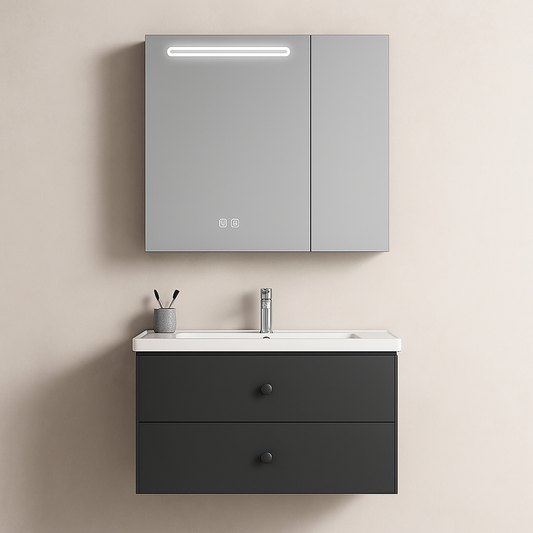 Mobile Bagno, Mobile Con Specchio LED T1160/80 Mobile Specchi Grigio Titolo predefinito Alessandro Design
