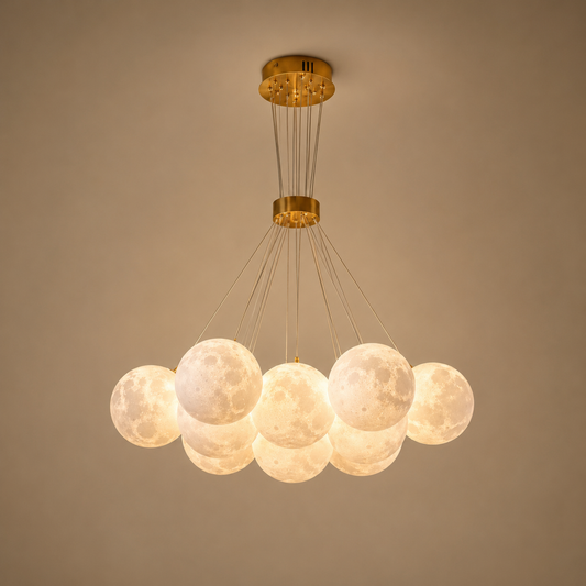 Lampadario MODERN LOFT Bagliore, Globo, 9xE27, Altezza Regolabile, Oro