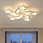 Lampadario LED con telecomando IPOMOEA 85W, 5 Stelle, Luce Fredda/Calda/Neutra, Dimmerabile, Bianco, Metallo e Acrilico