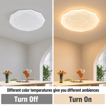 Plafoniera LED esagonale 35 cm, 32W, 3000K / 4000K / 6000K, Bianco, Metallo e Acrilico