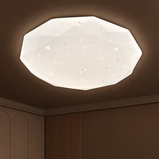 Plafoniera LED esagonale 35 cm, 32W, 3000K / 4000K / 6000K, Bianco, Metallo e Acrilico
