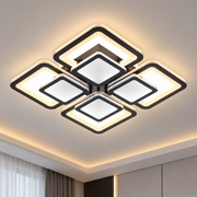 Lampadario LED con telecomando SUSAN 96W, 4 Quadrati, Luce Fredda/Calda/Neutra, Dimmerabile, Nero