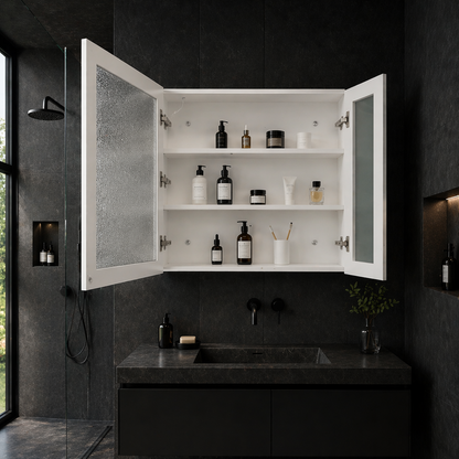 Specchio LED con contenitore PLANO 80x70 cm Bianco Sensore Touch e Specchi contenitore Contenitore Titolo predefinito Alessandro Design