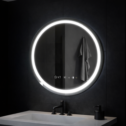 Oglinda LED Rotunda, 70cm, Celeste MotionGlow Marcello, Sistem Dezaburire, Ceas & Termometru, Dimabila, Lumina Calda Neutra Rece 3000K/4000K/6000K Oglinzi Marcello Default Title Alessandro Design