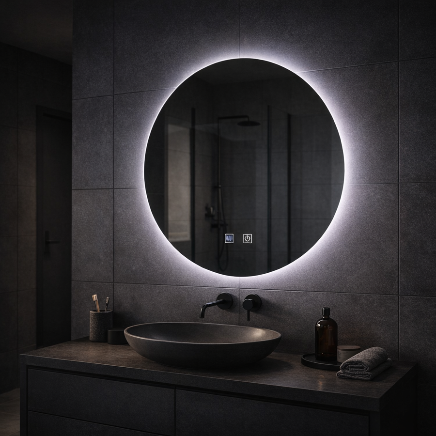 Specchio rotondo a LED, 70 cm, Isolda, Touch, Sistema Demister Specchi Korman E Titolo predefinito Alessandro Design