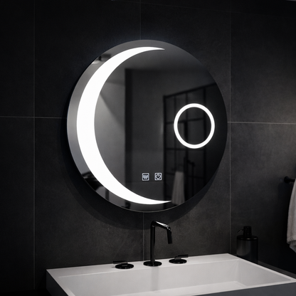 Specchio rotondo a LED, 60 cm, Orbis Touch, sistema Demister, specchi dimmerabili Korman E Titolo predefinito Alessandro Design
