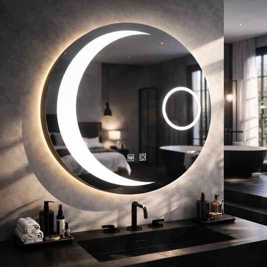 Specchio rotondo a LED, 80 cm, Orbis Touch, sistema Demister, dimmerabile, E31S/80X80 Specchi Korman E Titolo predefinito Alessandro Design