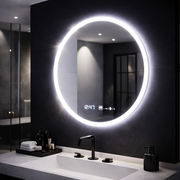 Specchio rotondo a LED 60 cm Giulia Sensore MotionGlow Marcello Sistema antiappannante Orologio e termometro Dimabila Specchi Marcello Titolo predefinito Alessandro Design