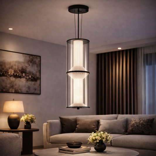 Lampadario LED a Sospensione con Telecomando 47W, Orin, 2 elementi, Altezza Regolabile, Luce Calda/Fredda/Neutra, Nero, Lampadari a LED con Telecomando in Metallo Titolo predefinito Alessandro Design