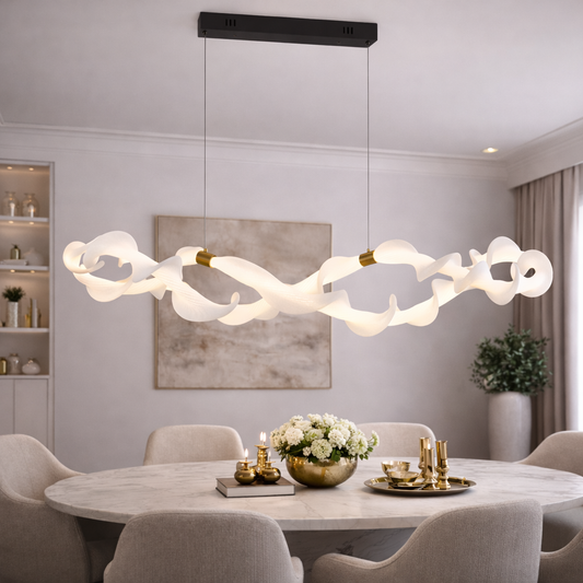 Lampadario LED a Sospensione in Acrilico UNDA Infinity, 36W, Luce Calda/Neutra/Fredda 3000/4000/6000K, Bianco Dorato, Altezza Regolabile Lampadari Moderni Titolo predefinito Alessandro Design