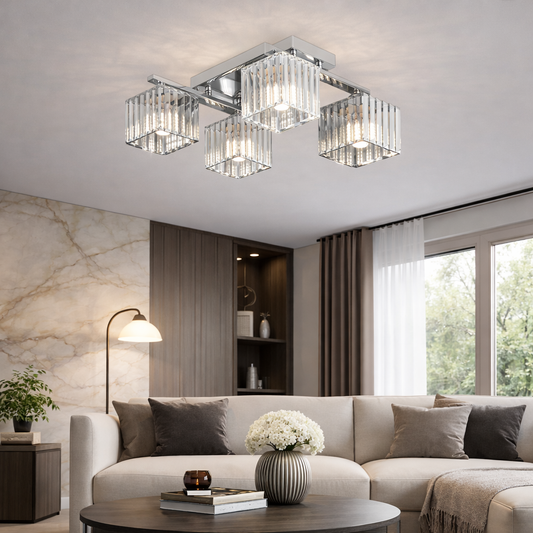 Lampadario georgiano, LC115/4, 4x E27, Cromo, Metallo Lampadari classici Titolo predefinito Alessandro Design