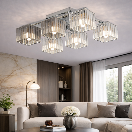 Lampadario georgiano, LC115/6, 6x E27, cromo, metallo Lampadari classici Titolo predefinito Alessandro Design