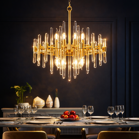 Lampadario in Cristallo CC850/480GD, 6xE14, 48X45cm, Altezza Regolabile, Oro Lucido, Altezza Regolabile, Design Elegante, Lampadari in Cristallo e Metallo Titolo predefinito Alessandro Design