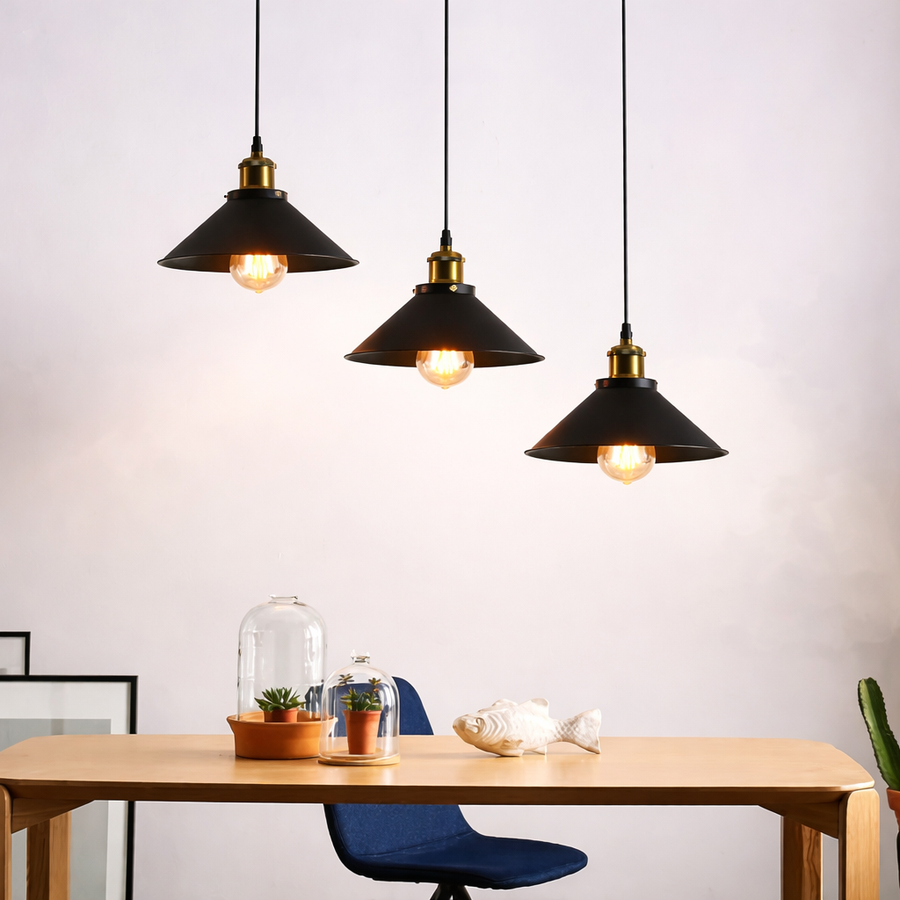 Lampadario a sospensione, LV210/3L, 3xE27, Nero, metallo e filo, Altezza regolabile Lampadari vintage Titolo predefinito Alessandro Design