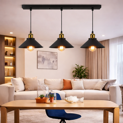 Lampadario a sospensione, LV210/3L, 3xE27, Nero, metallo e filo, Altezza regolabile Lampadari vintage Titolo predefinito Alessandro Design