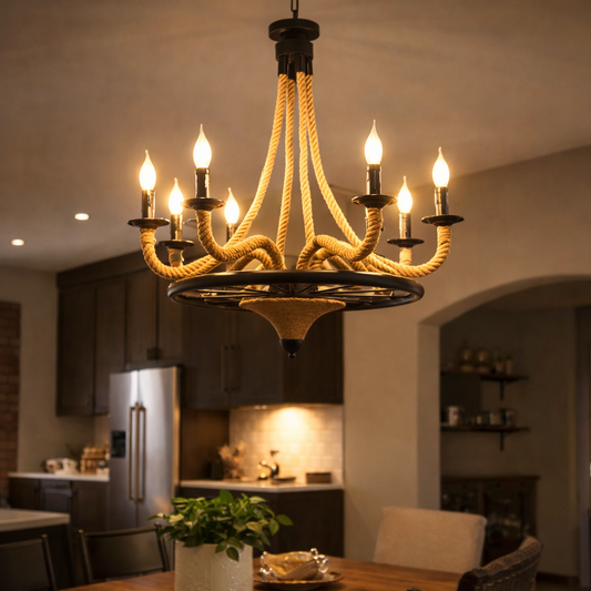 Lampadario a sospensione vintage, LV581/6BK, 6xG9 Marrone, Lampadari vintage in metallo e corda Titolo predefinito Alessandro Design