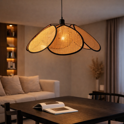 Lampadario Vintage 1xE27, Fienile, Diametro 80cm, Legno e Metallo, Marrone