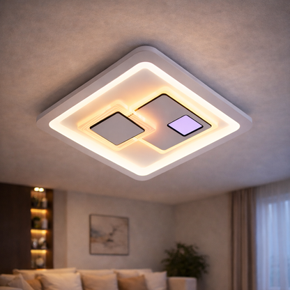 Lampadario LED KEREN 33W, Quadrato, Luce Fredda/Calda/Neutra 3000K/4000K/6000K, Bianco, Metallo e Acrilico Lampadari LED Titolo predefinito Alessandro Design