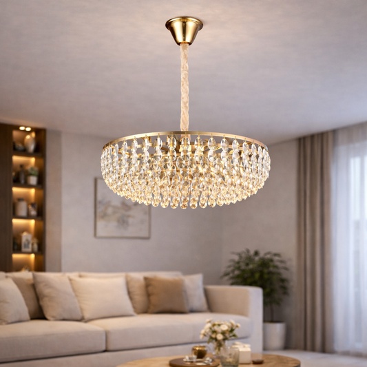 Lampadario in cristallo CC1677/600GD, 12xE14, Oro lucido, Altezza regolabile, Metallo e cristallo Lampadari in cristallo Titolo predefinito Alessandro Design