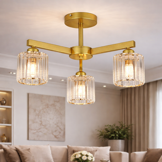 Lampadario Classico Moderno LC110/3GD con Cristallo, 3x E27, Oro, Metallo e Cristallo Lampadari Classici Titolo predefinito Alessandro Design