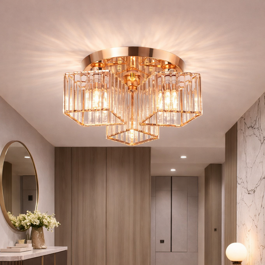 Lampadario classico moderno Sasha, LC117/3GD, 3x E27, metallo e cristallo, oro, paralume Lampadari classici Titolo predefinito Alessandro Design