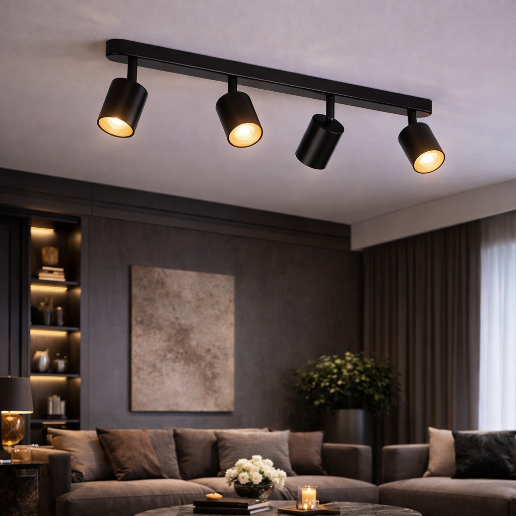 Lampadario Classico Moderno, Joom con Proiettore Lineare, 4XGU10, Metallo, Nero, Lampadine Non Incluse Lampadari LED Titolo predefinito Alessandro Design