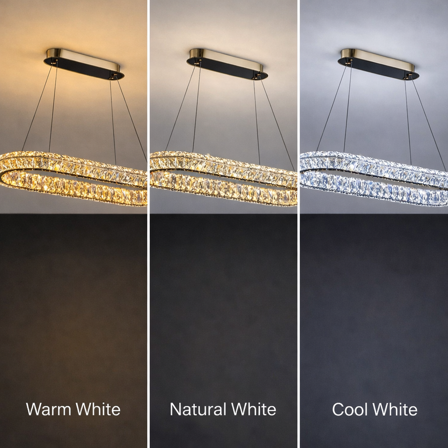 Lampadario LED con Telecomando, LLC132/900X300GD, Cristallo e Metallo, 39W, 1 Cerchio, Dimmerabile, Altezza Regolabile, Luce Fredda/Calda/Neutra, Illuminazione di Lusso Lampadari LED con Telecomando Titolo predefinito Alessandro Design