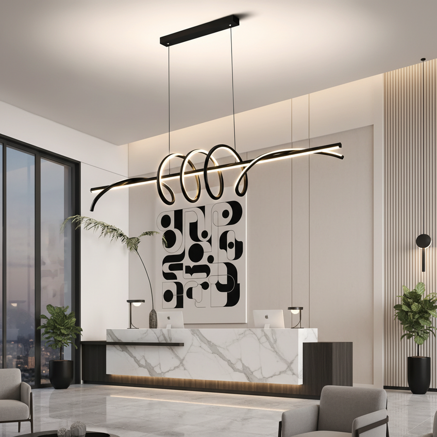 Lustra LED suspendata cu telecomanda RIBBON 64W, Liniara, lumina Rece/Calda/Neutra, Dimabila, Negru, Inaltime Reglabila Lustre LED cu Telecomanda Default Title Alessandro Design