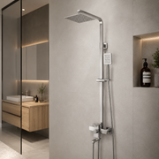 SET Colonna doccia con rubinetto, Acciaio inox, para quadro, effetto pioggia, 3 funzioni, fissaggio a parete, Satinato, Accessori Inclusi, LY005 Rubinetti & Colonne Doccia Titolo predefinito Alessandro Design