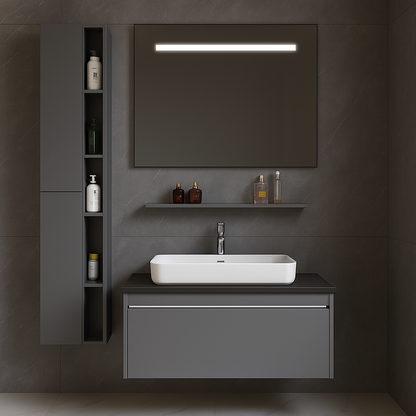Set di mobili Annelise con specchio LED, armadio PV0017T/60 Grigio Titolo predefinito Alessandro Design