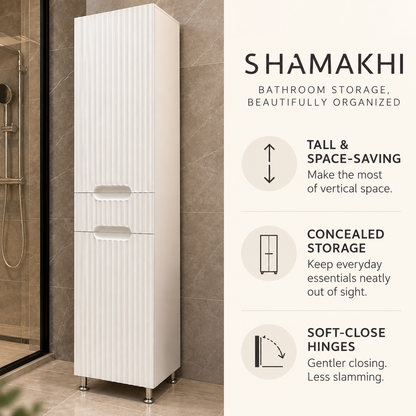 Colonna da bagno con ante SHAMAKHI, Bianco