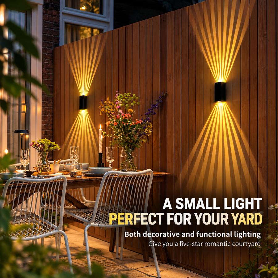 CALMO Lampada da parete a LED da esterno, 8W, Luce calda, IP65, Alluminio, Nero
