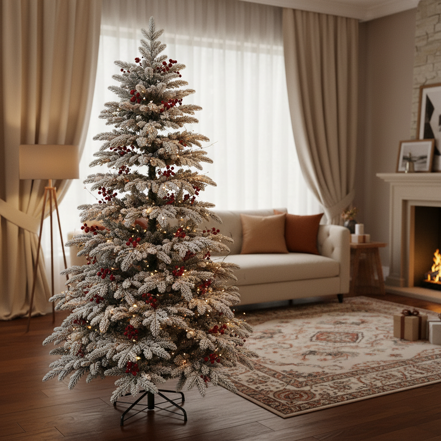 Abete artificiale CRAN, 150 cm, 320 punte, Verde e Bianco