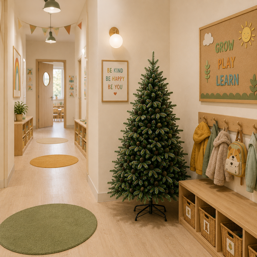 Albero di Natale artificiale QAANAAQ, 150 cm, 523 punte, Verde