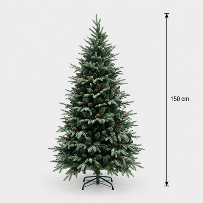 Albero di Natale artificiale QAANAAQ, 150 cm, 523 punte, Verde
