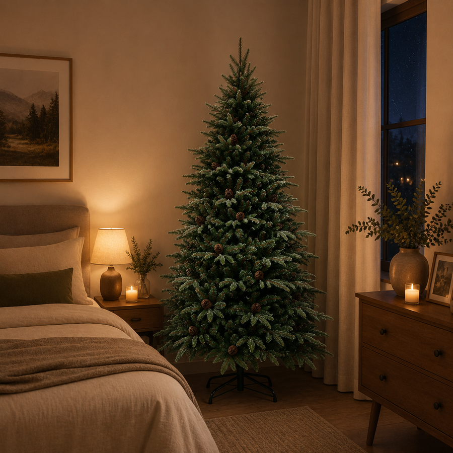 Albero di Natale artificiale QAANAAQ, 180 cm, 808 punte, Verde