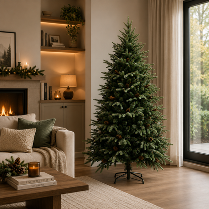 Albero di Natale artificiale QAANAAQ, 210 cm, 1149 punte, Verde