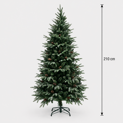 Albero di Natale artificiale QAANAAQ, 210 cm, 1149 punte, Verde