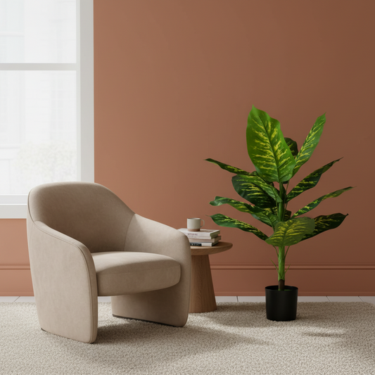 Pianta artificiale tipo Dieffenbachia, 100 cm, verde