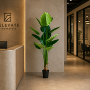 Pianta artificiale tipo Strelitzia, 180 cm, 15 foglie, verde