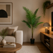 Pianta di palma Kentia artificiale, con foglie eleganti, 160 cm, 7 foglie, verde, con vaso