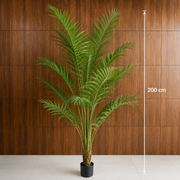 Pianta di palma Kentia artificiale, con foglie eleganti, 200 cm, 15 foglie, verde, con vaso