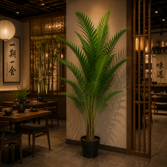 Pianta di palma Kentia artificiale, con foglie eleganti, 230 cm, 18 foglie, verde, con vaso