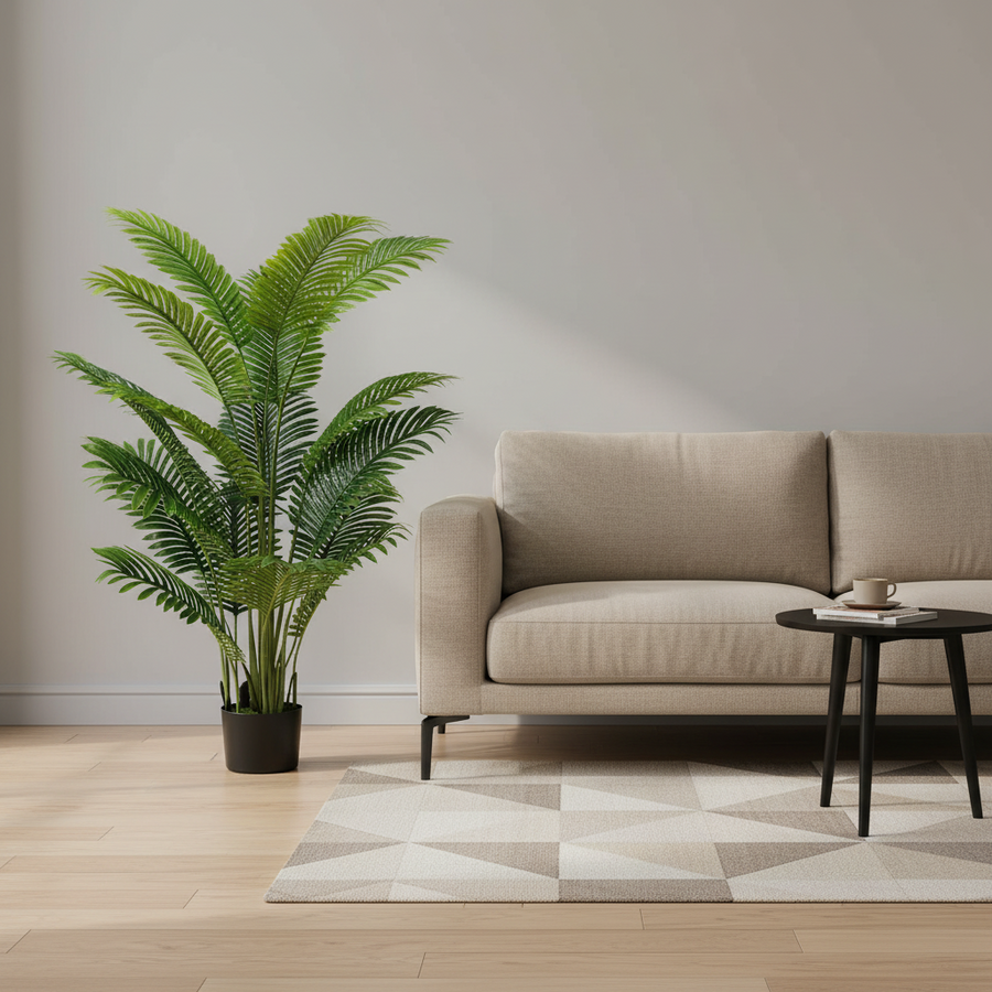 Pianta artificiale tipo palma Areca, 15 foglie, 150 cm, verde
